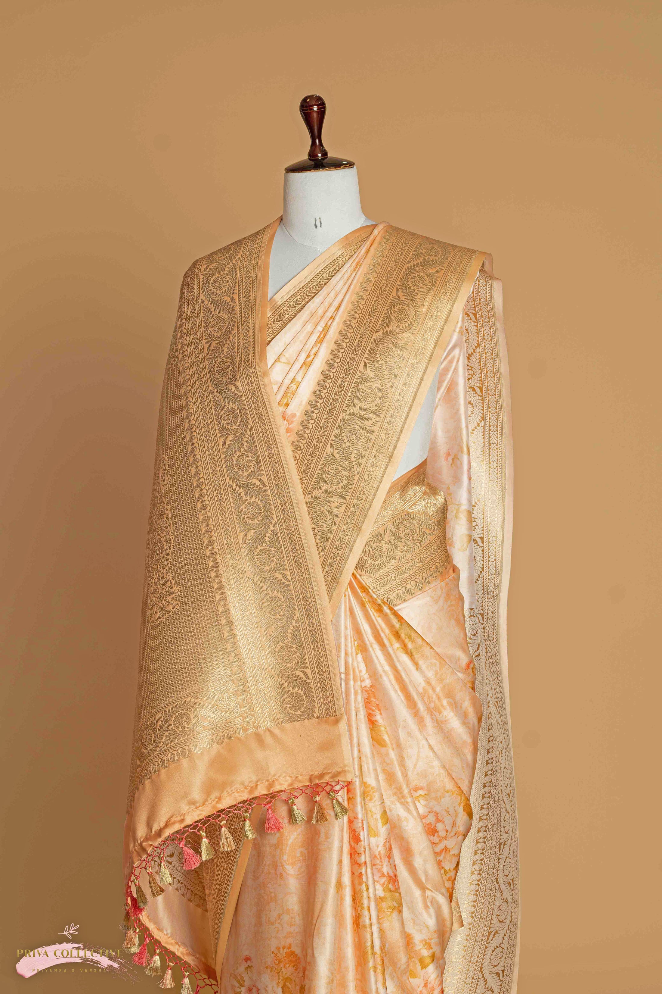 Floral crepe silk saree