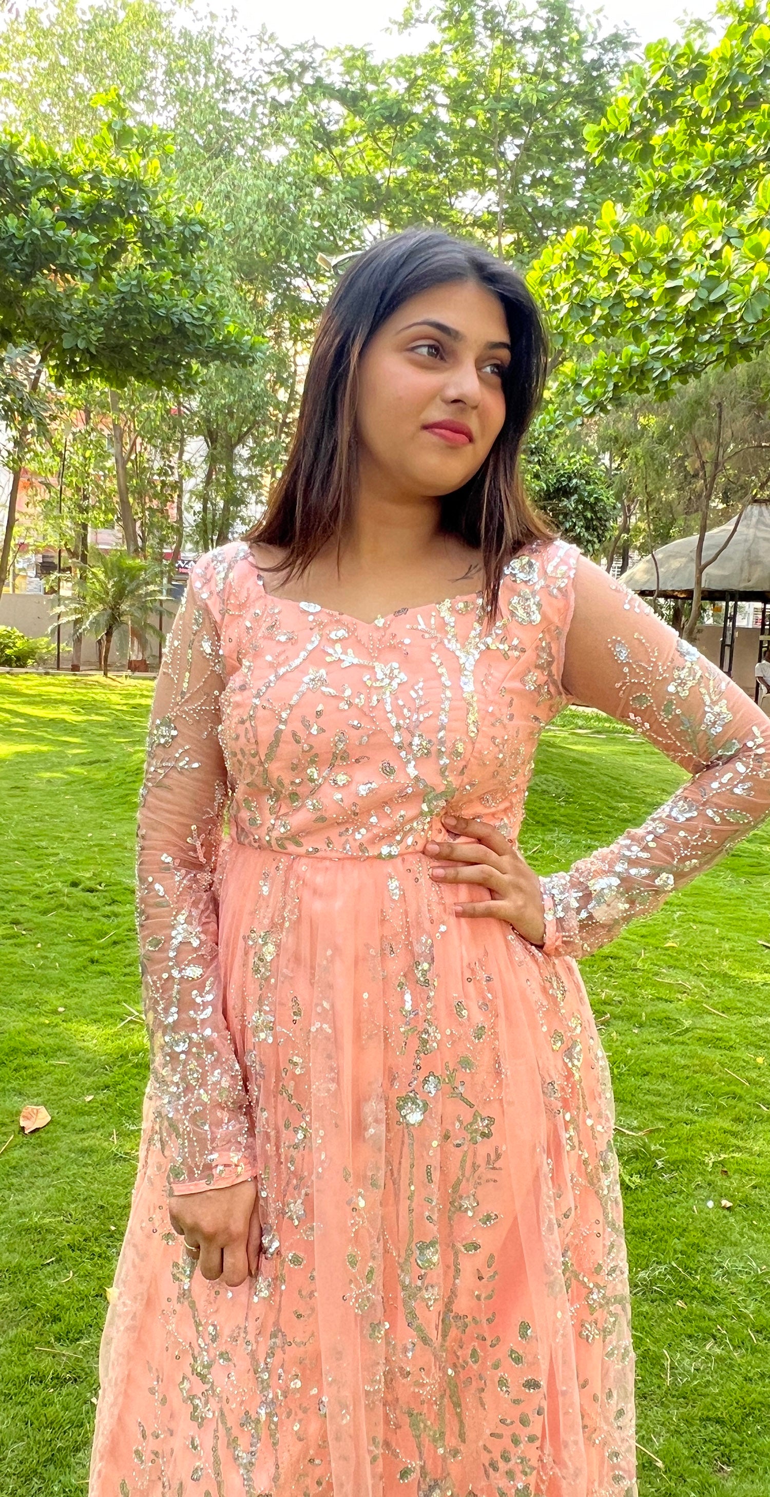 Peach Sequin gown