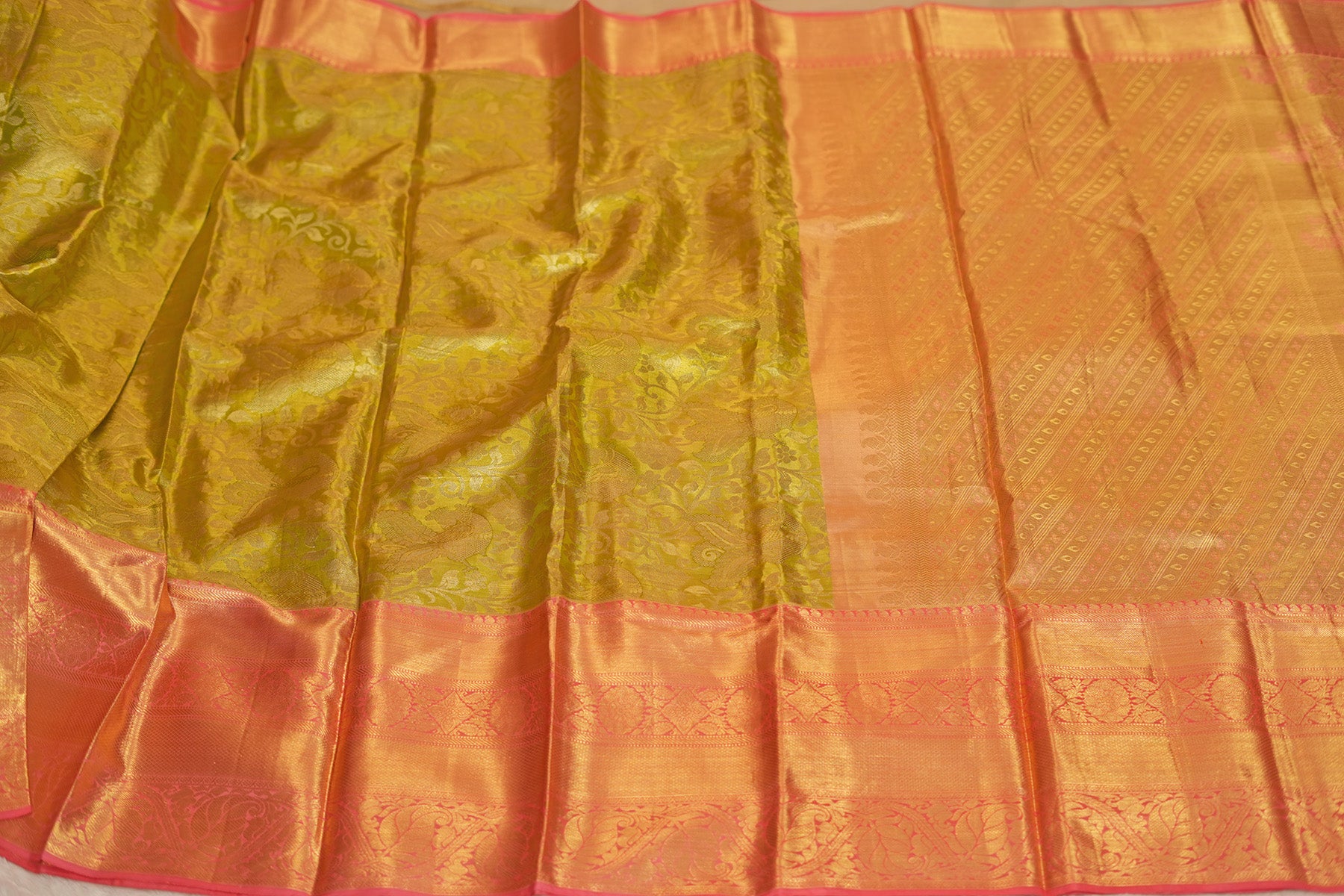 Green & Pink Kanchi Pattu Saree