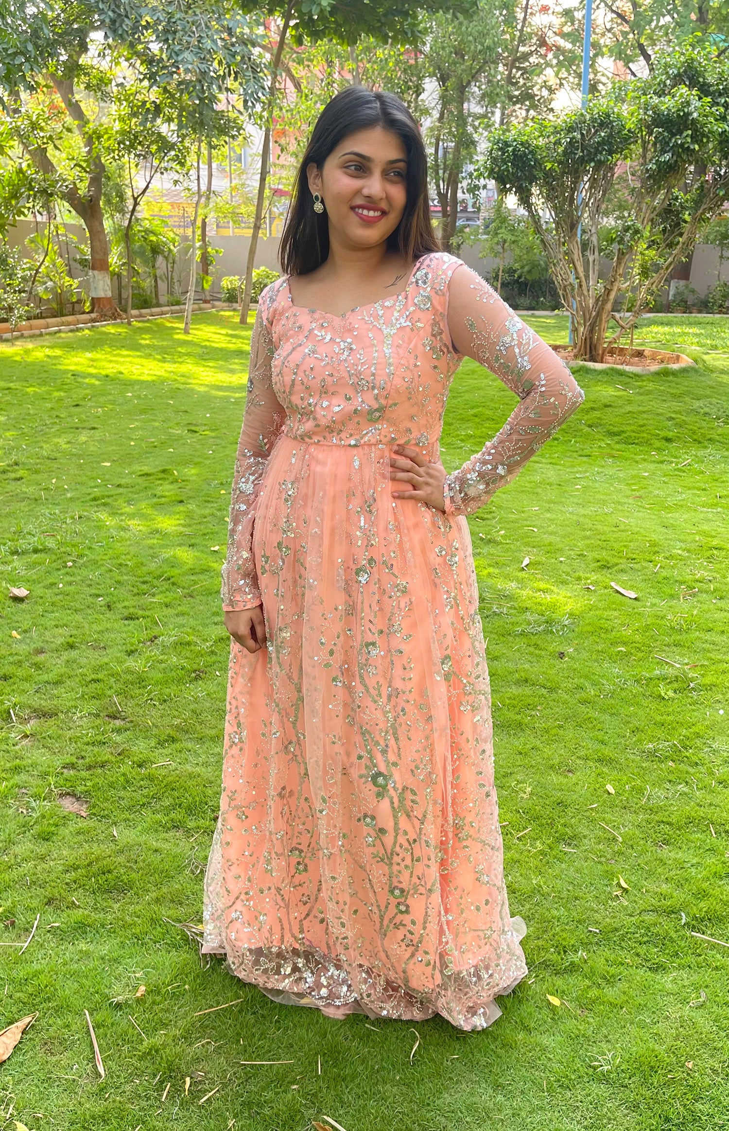Peach Sequin gown