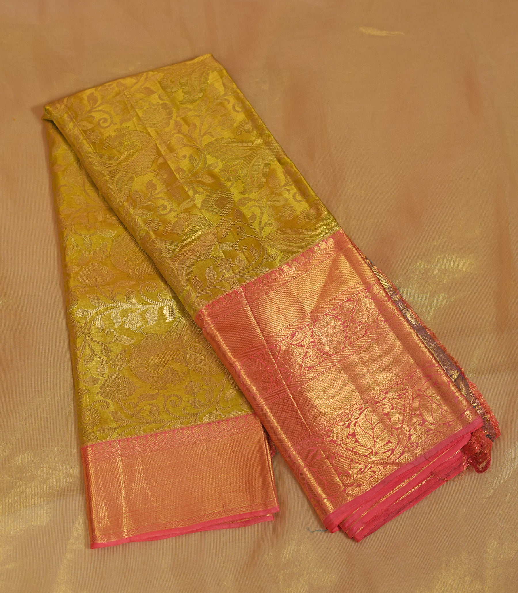 Green & Pink Kanchi Pattu Saree