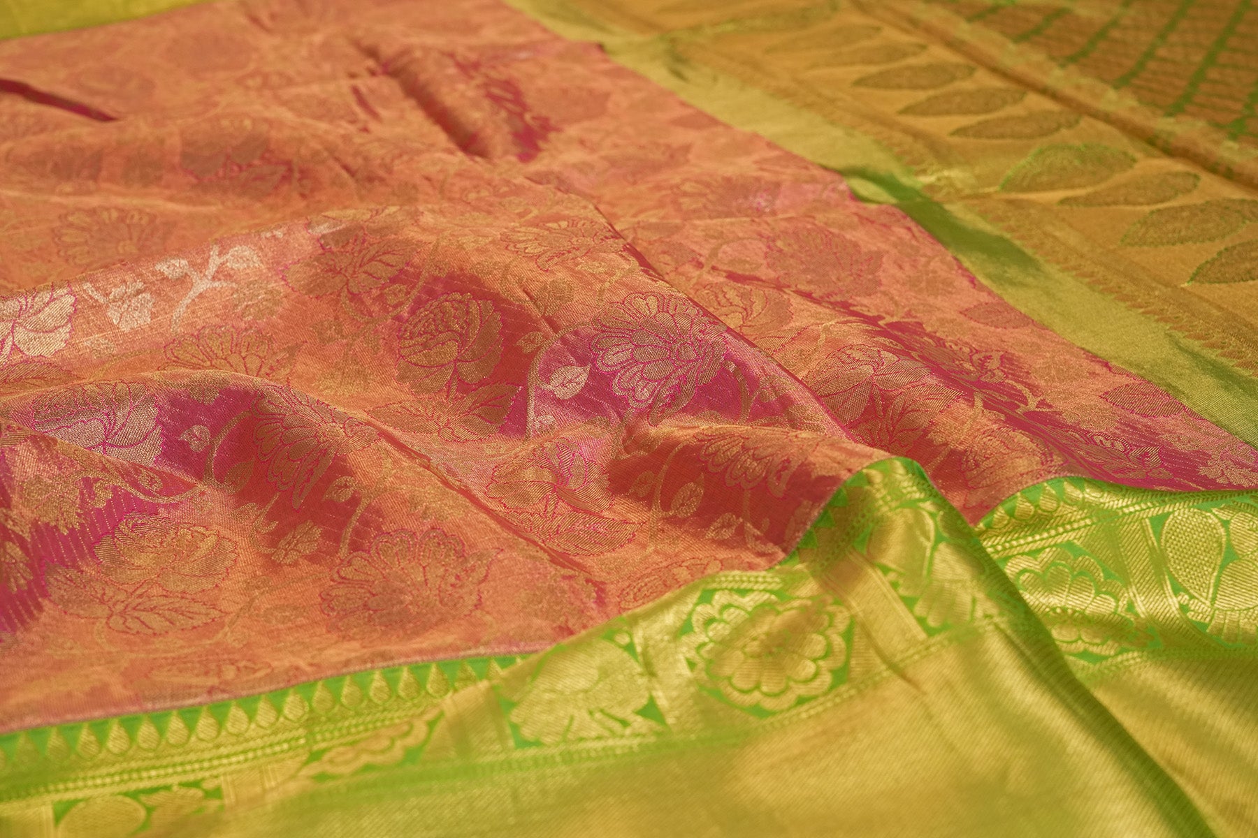 Pink & Green Kanchi pattu