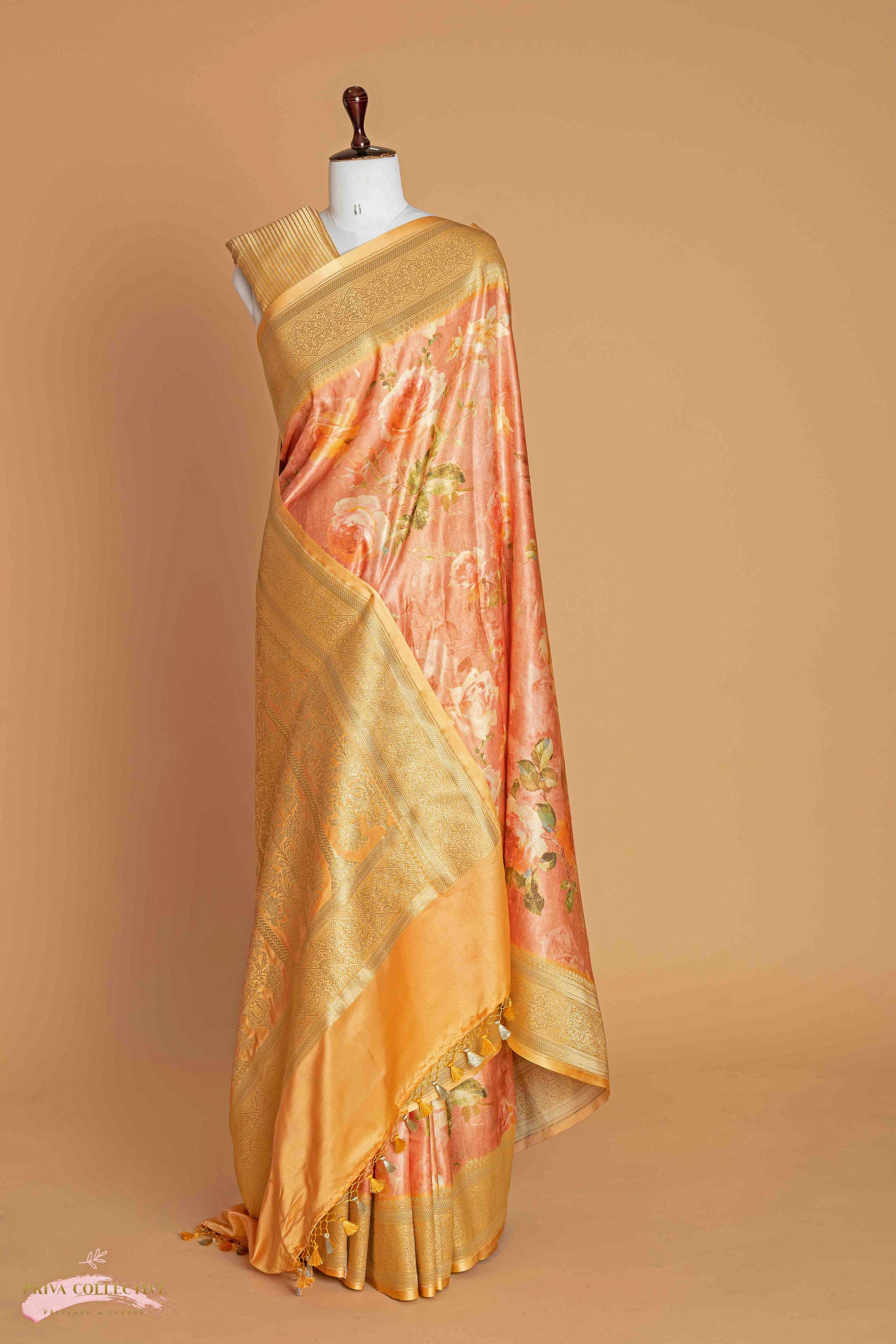 Floral crepe silk saree