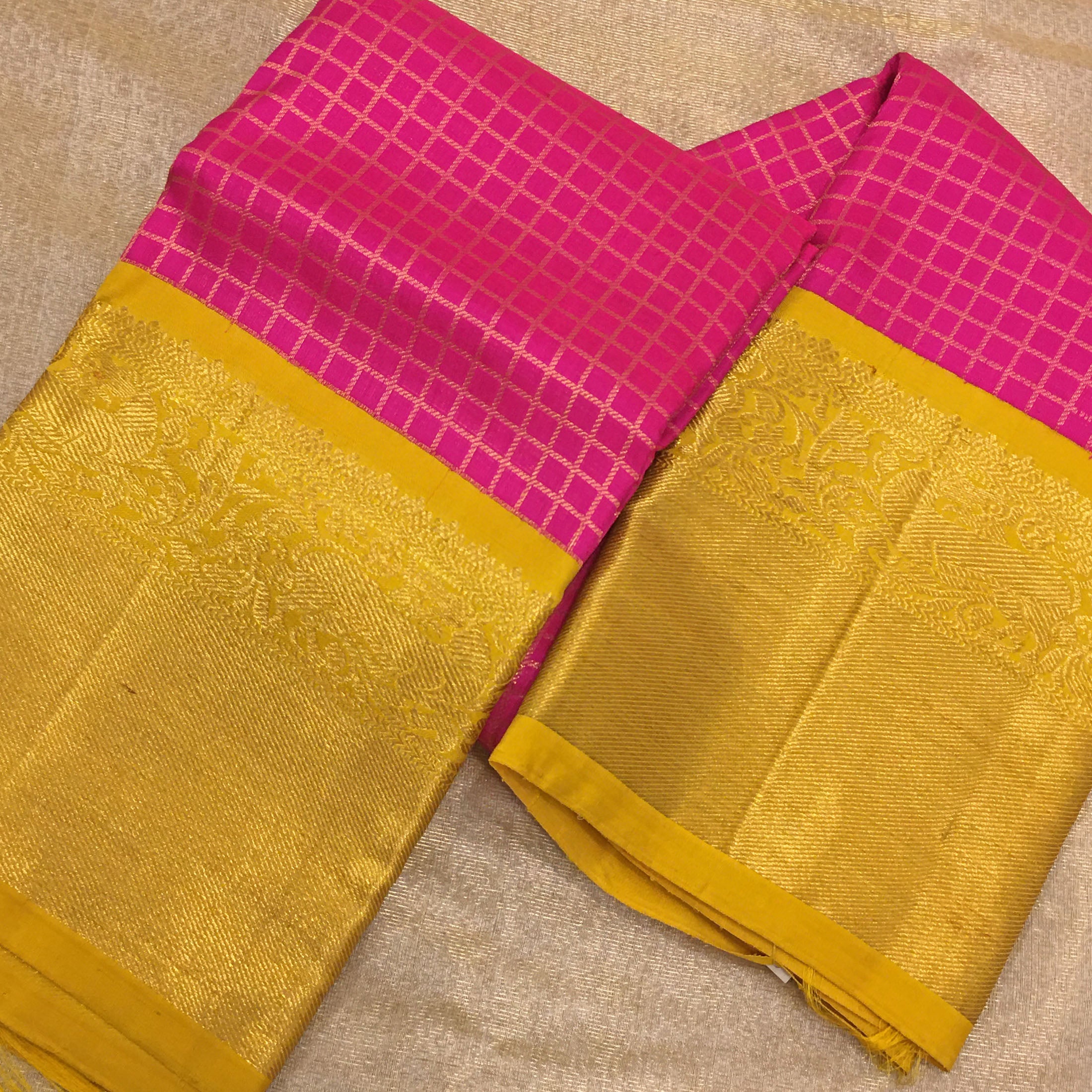 Pink & Yellow Kanchi Pattu saree