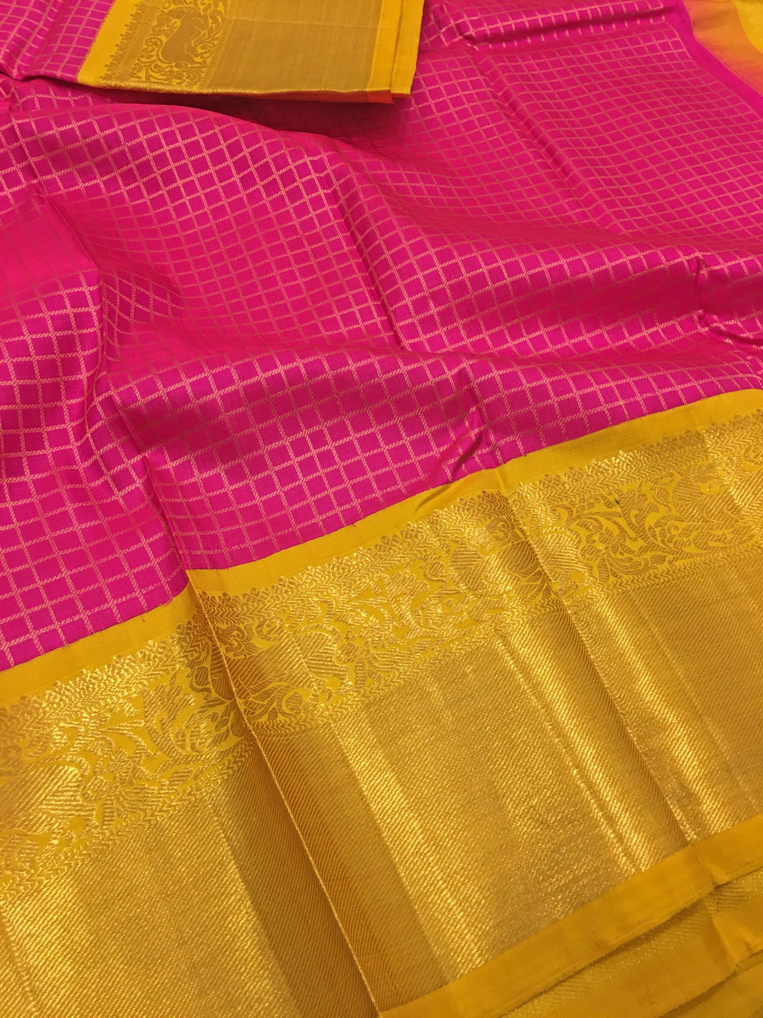 Pink & Yellow Kanchi Pattu saree