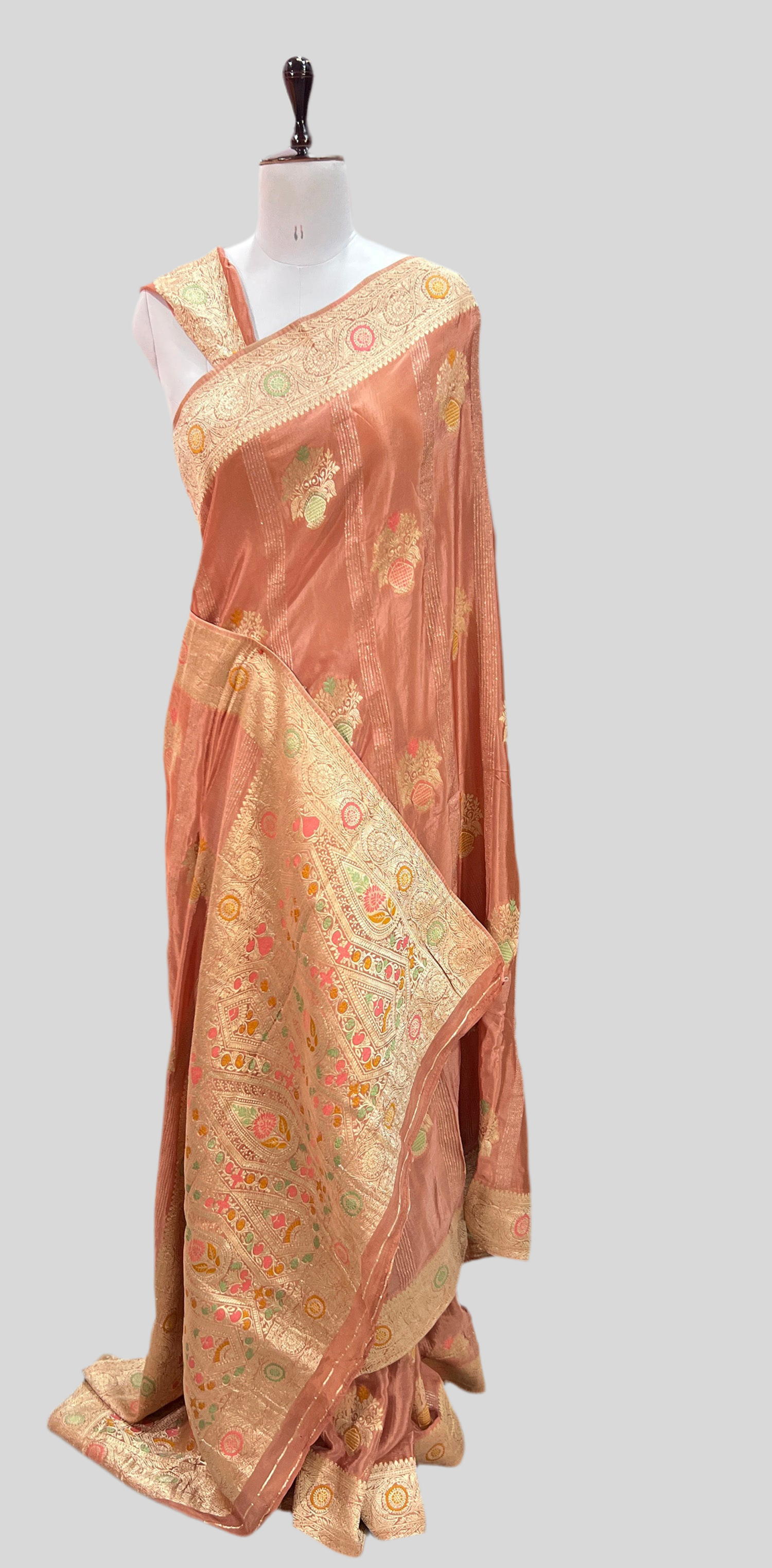Brown Chinnon saree