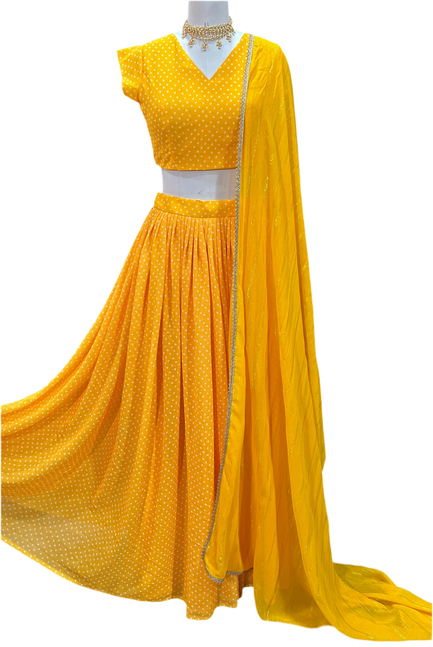 Yellow Bandhani Lehenga