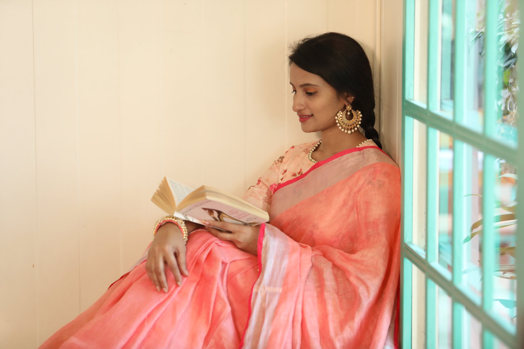 Pink Linen Saree
