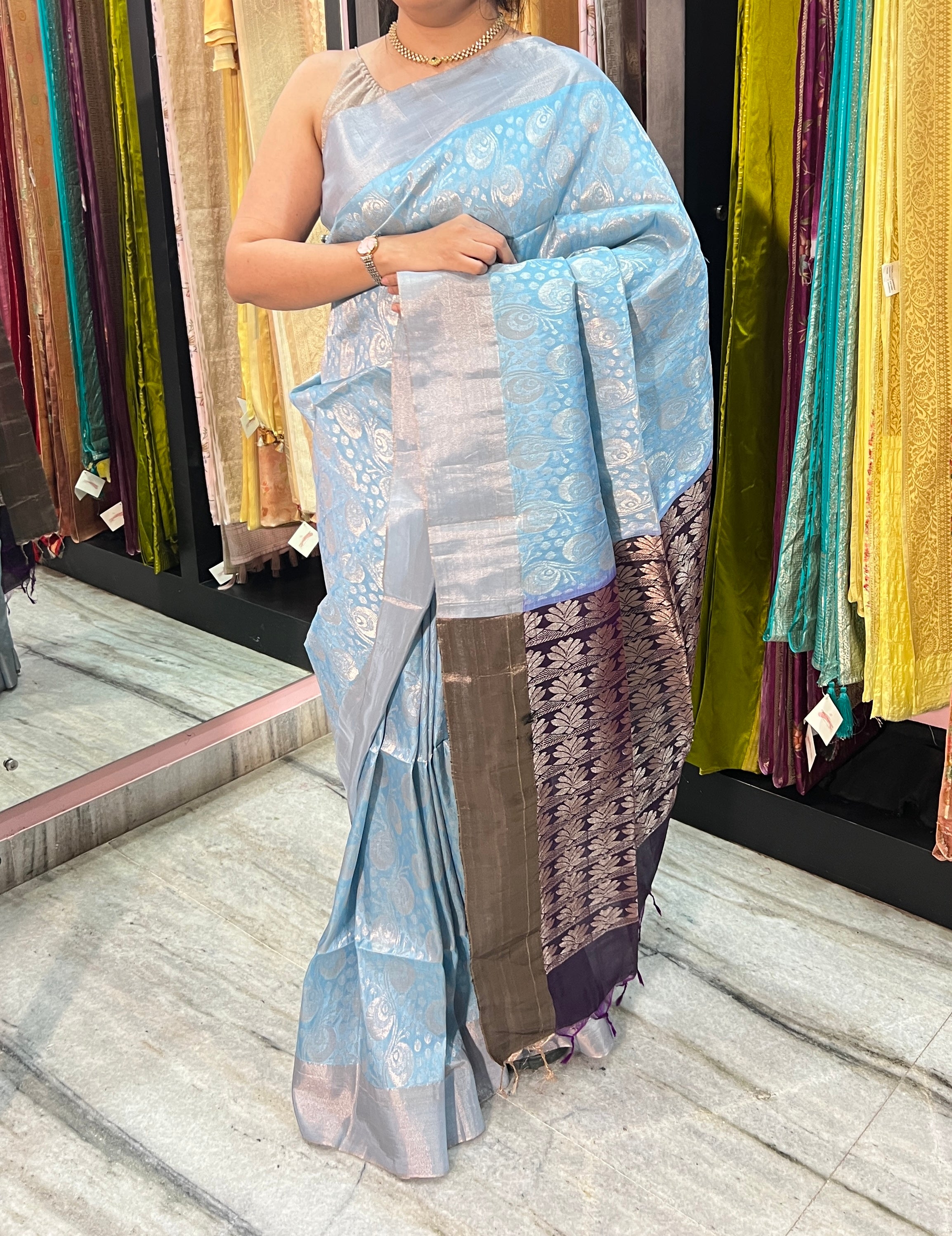 Sky Blue Silk Saree