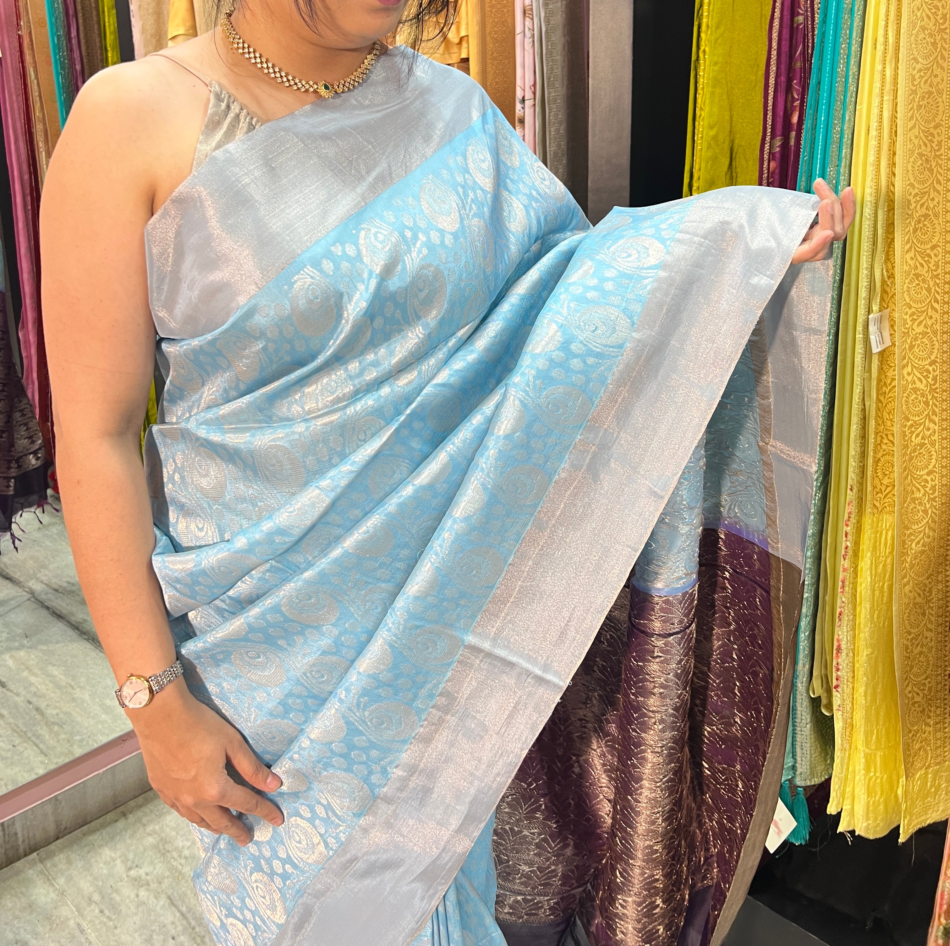 Sky Blue Silk Saree