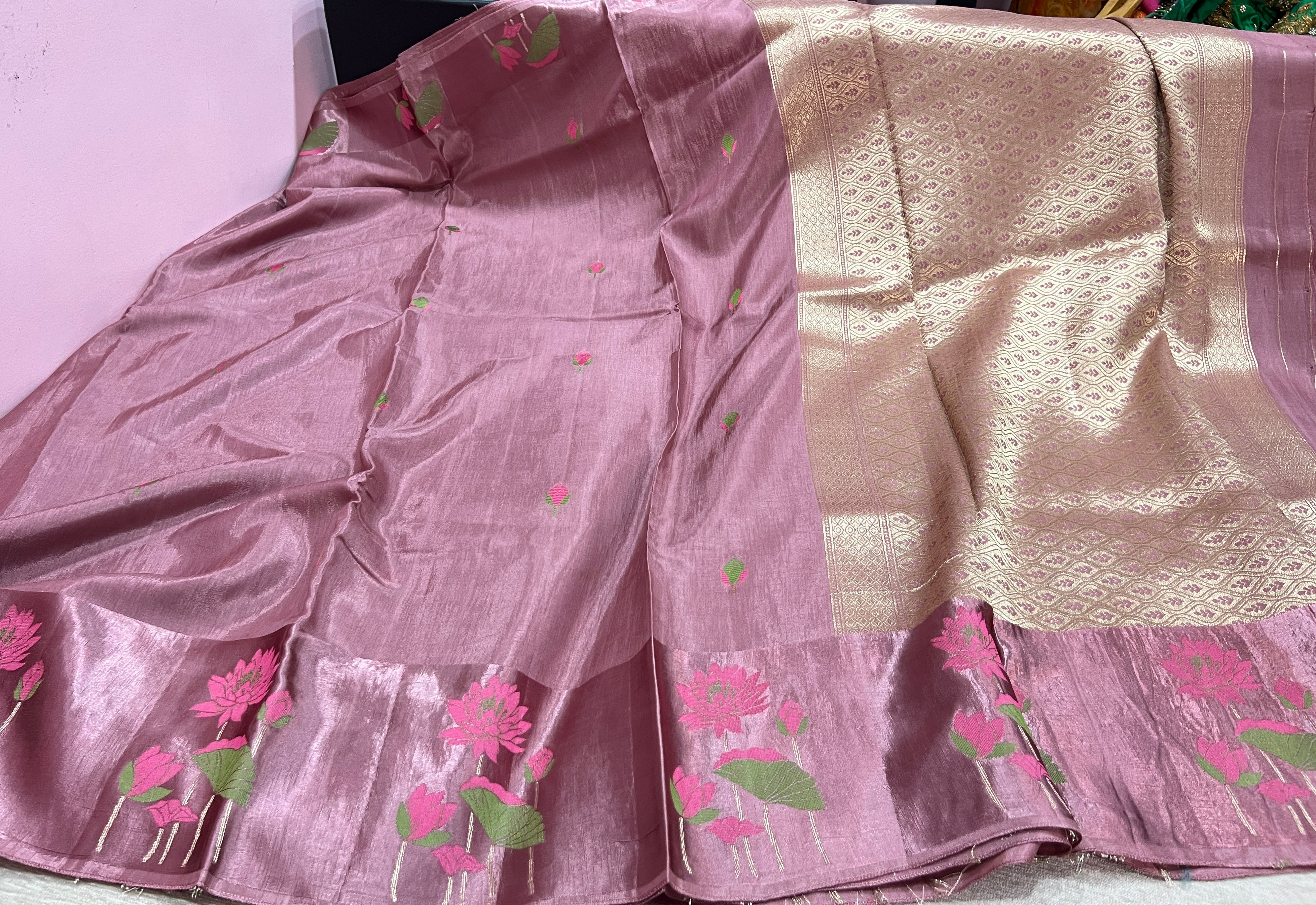Rose pink saree