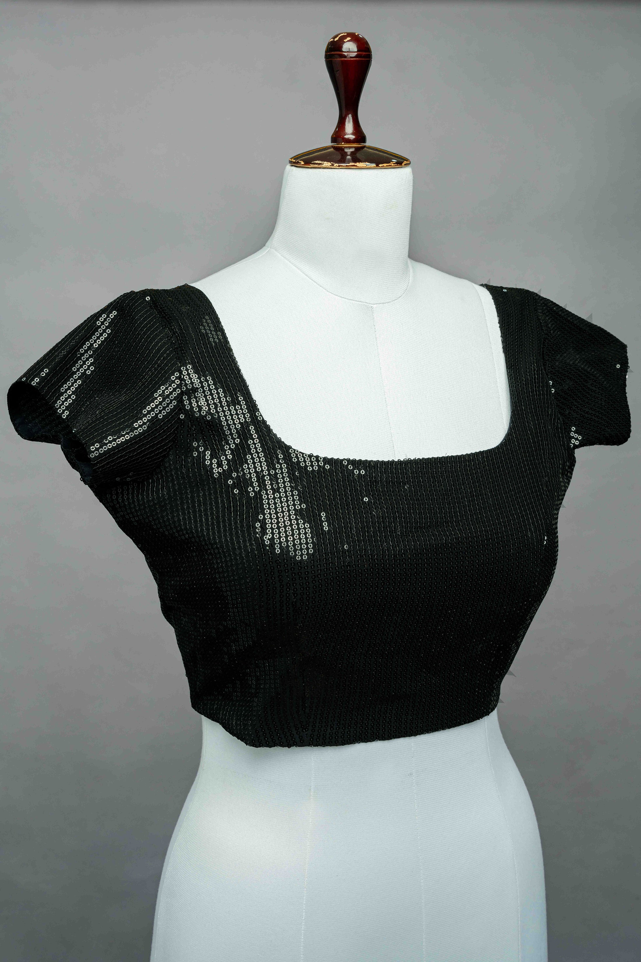 Black diamond sequin blouse