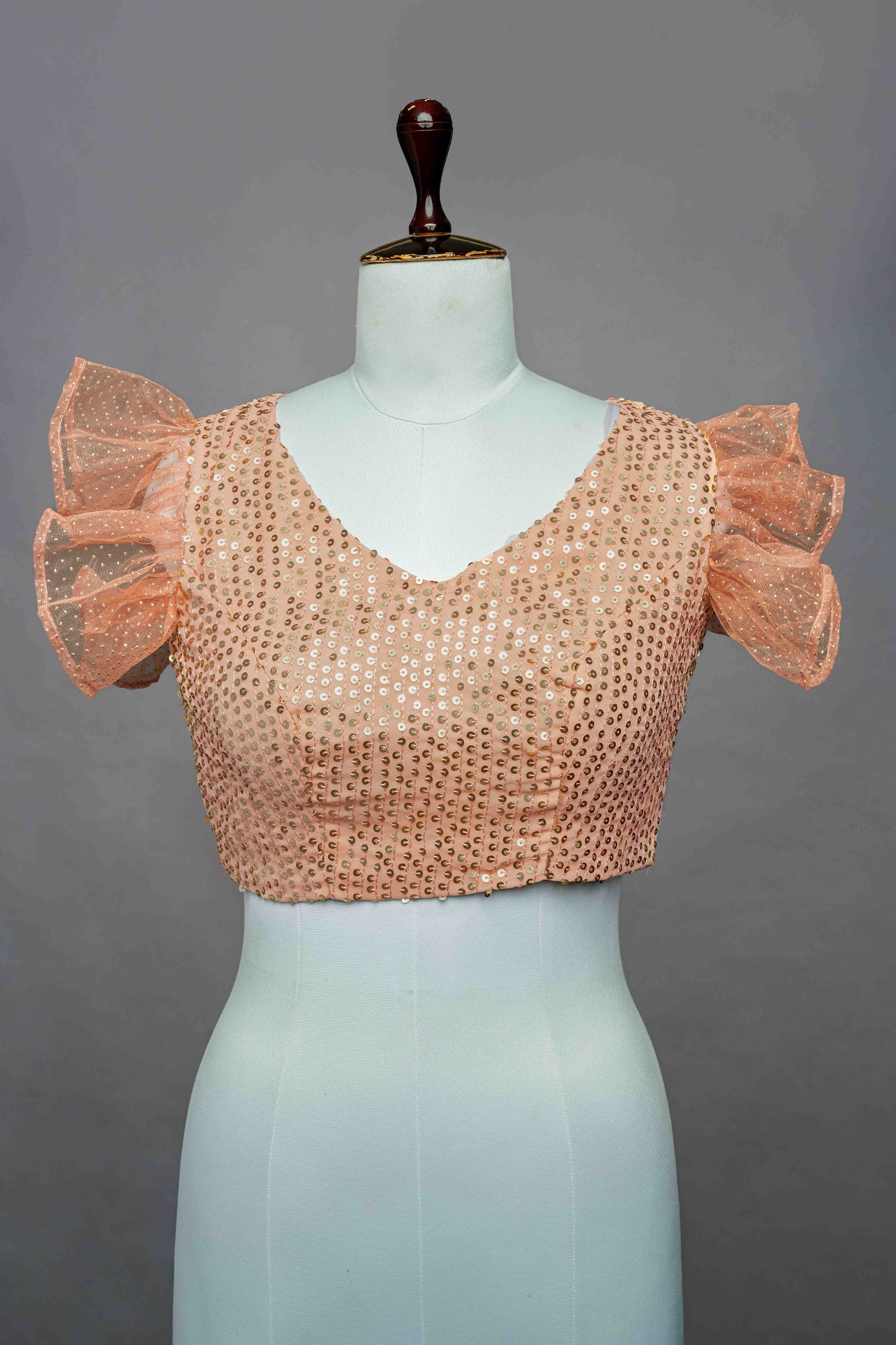 Peach petal sequin blouse