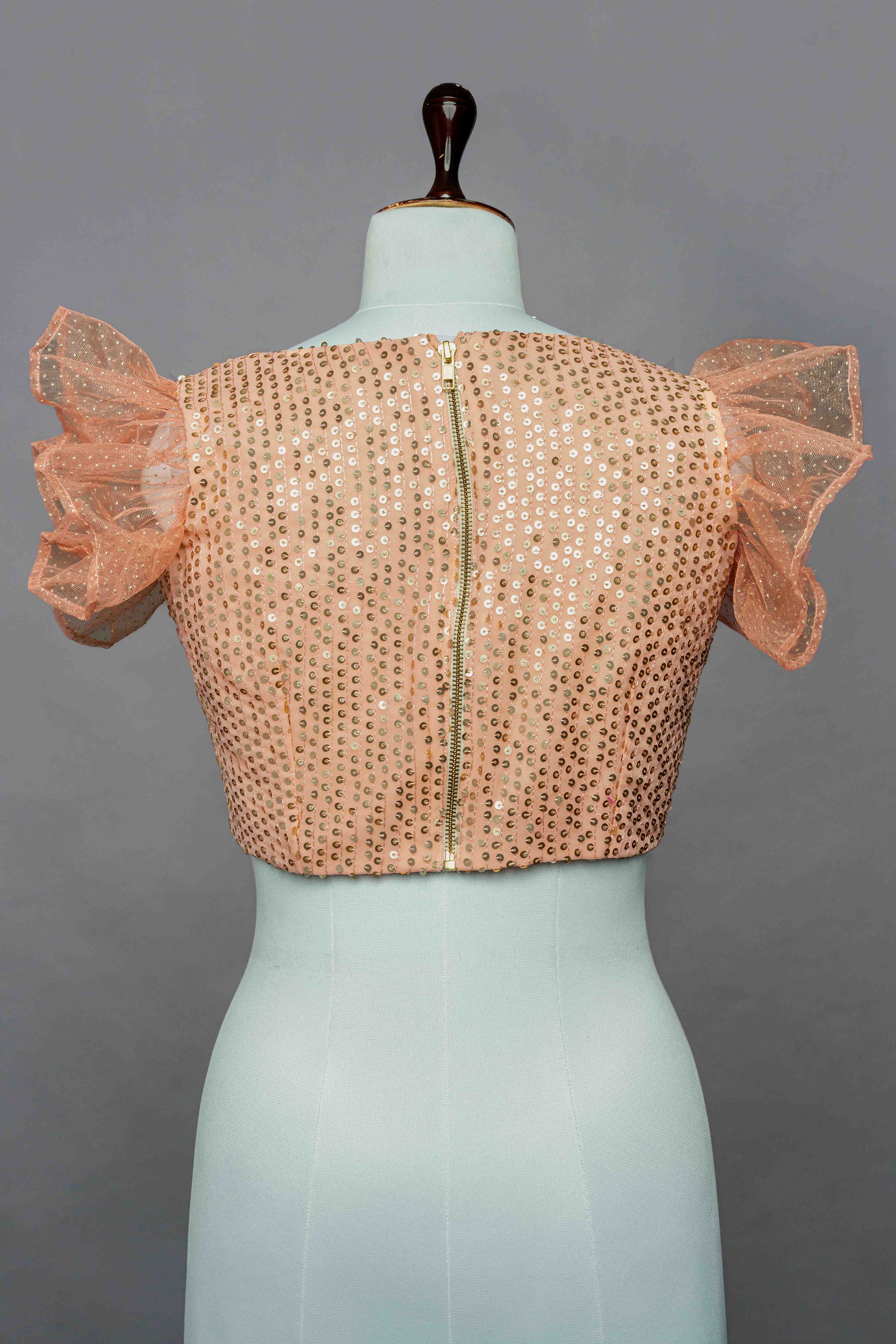 Peach petal sequin blouse