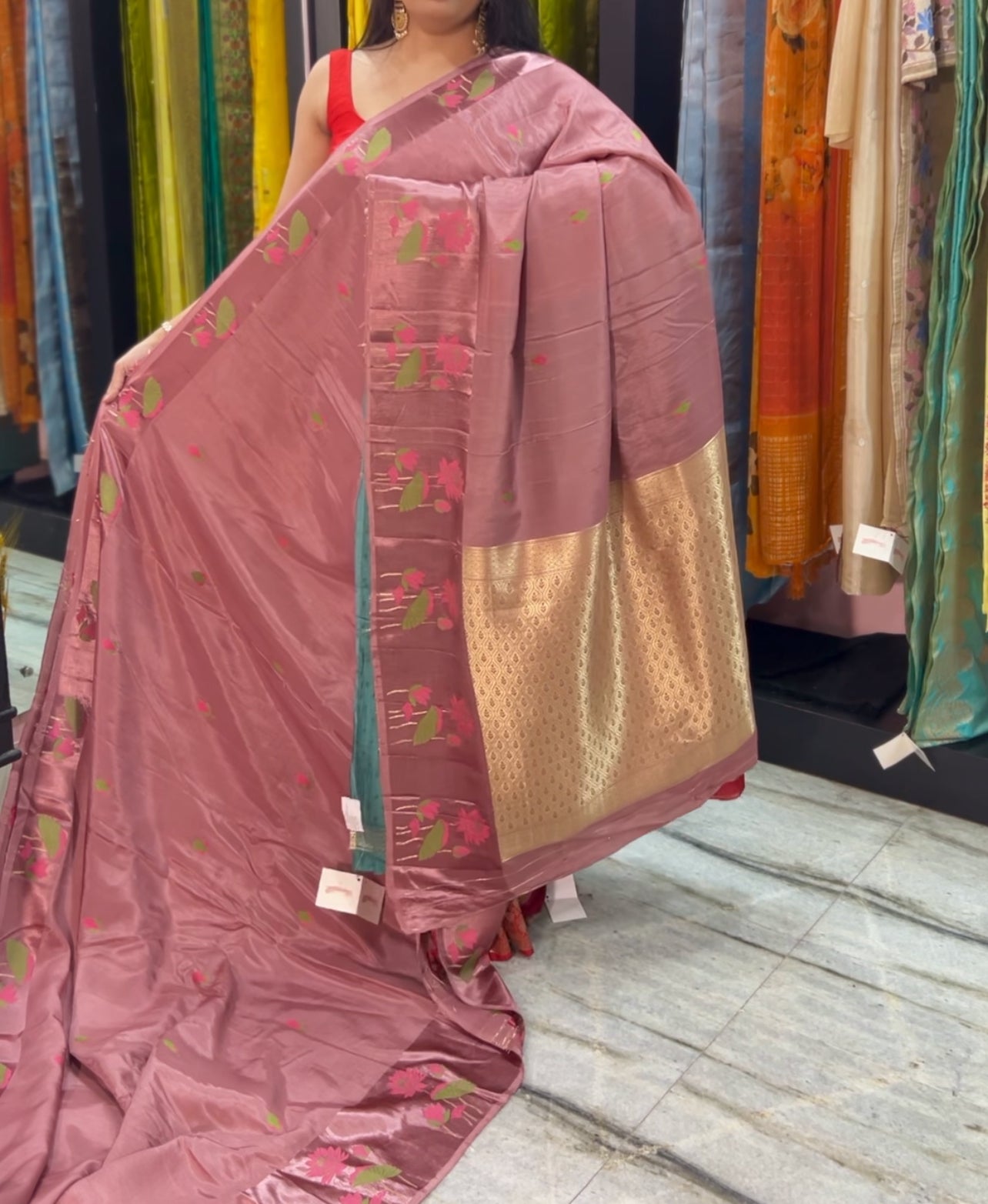 Rose pink saree