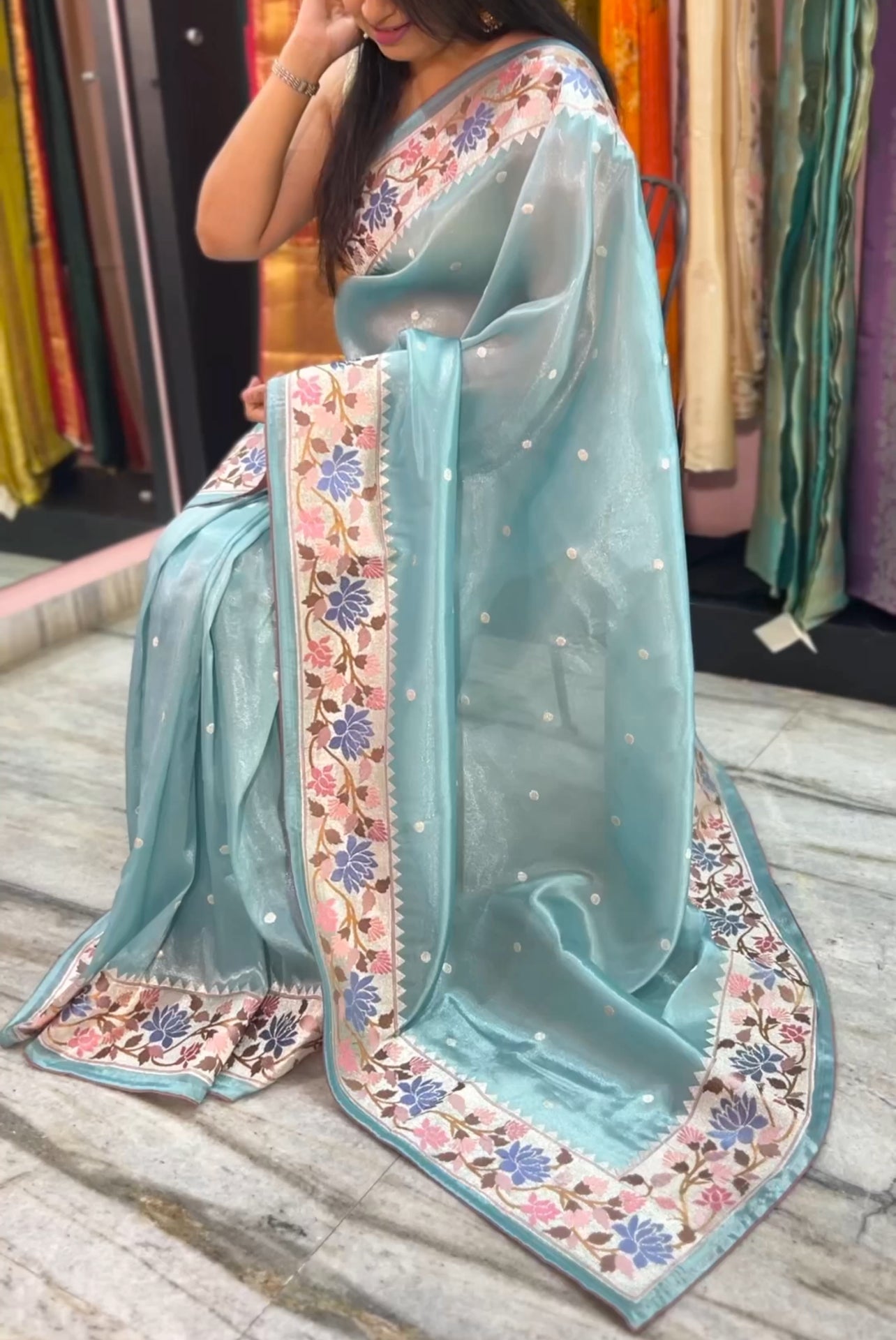 Blue Tissue organza